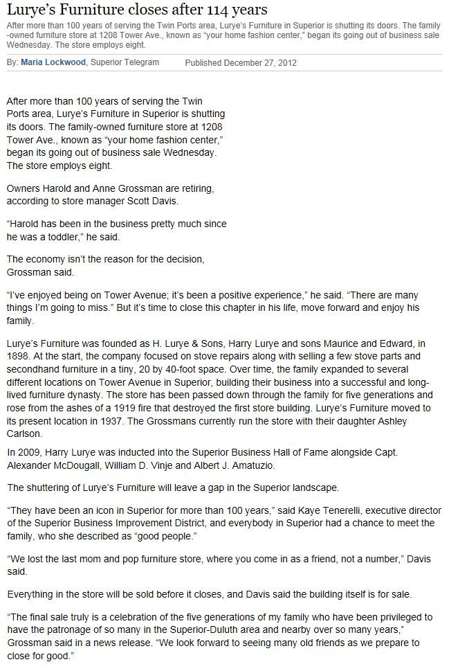 Lu Rye Old Newspaper Articles